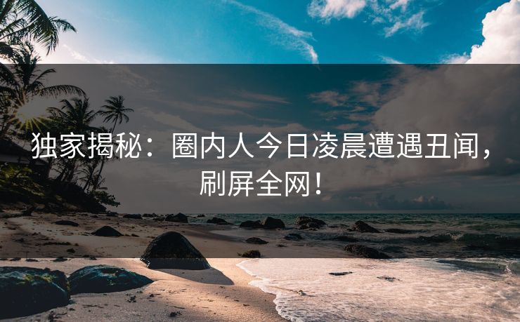 独家揭秘：圈内人今日凌晨遭遇丑闻，刷屏全网！