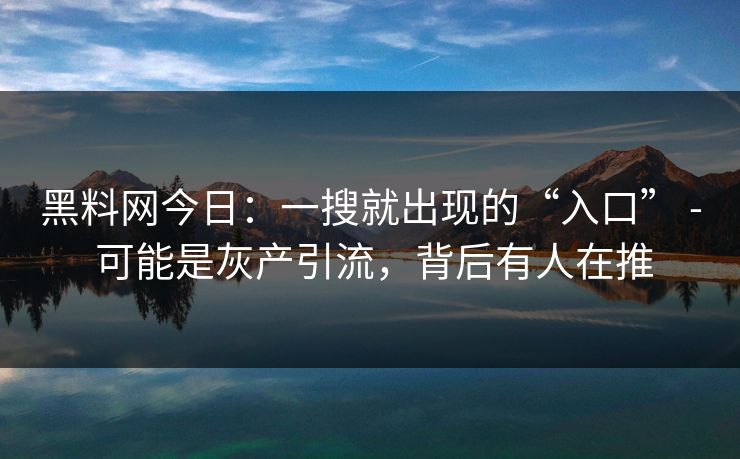 黑料网今日:一搜就出现的“入口” - 可能是灰产引流,背后有人在推 黑料网今日:一搜就出现的“入口” - 可能是灰产引流,背后有人在推