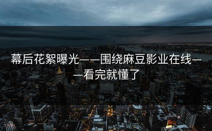 幕后花絮曝光——围绕麻豆影业在线——看完就懂了